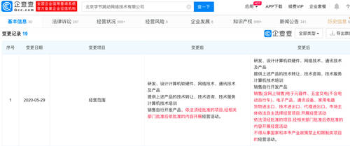 字節(jié)跳動(dòng)業(yè)務(wù)版圖再擴(kuò)展 新增電子產(chǎn)品與家用電器銷售